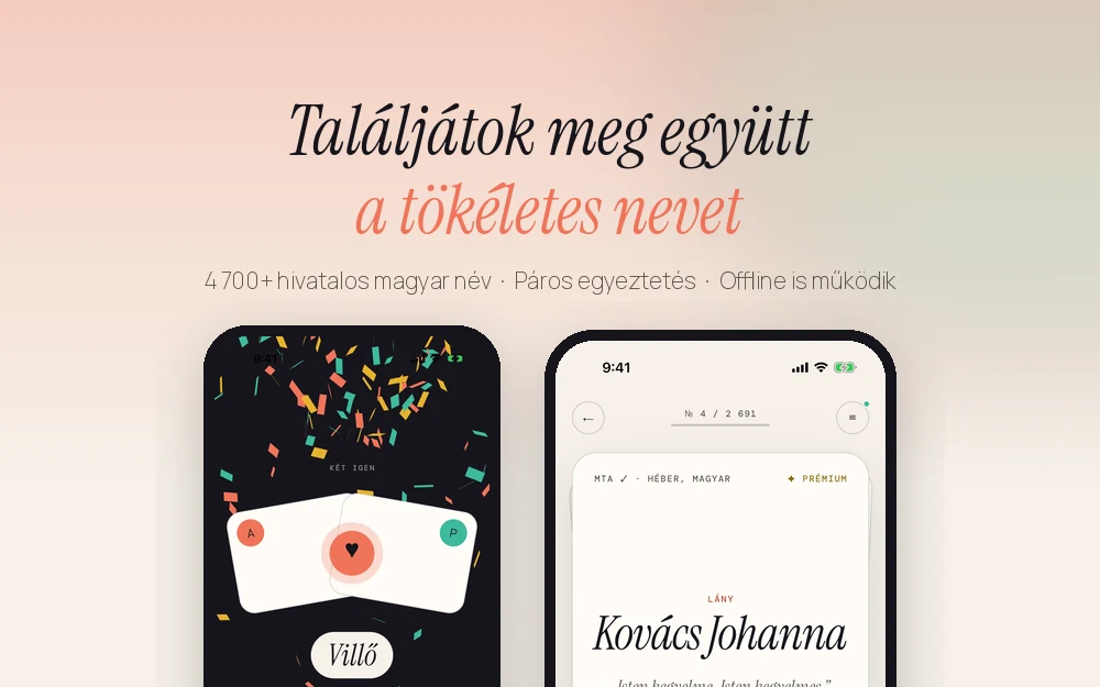 Névtárs - match screen